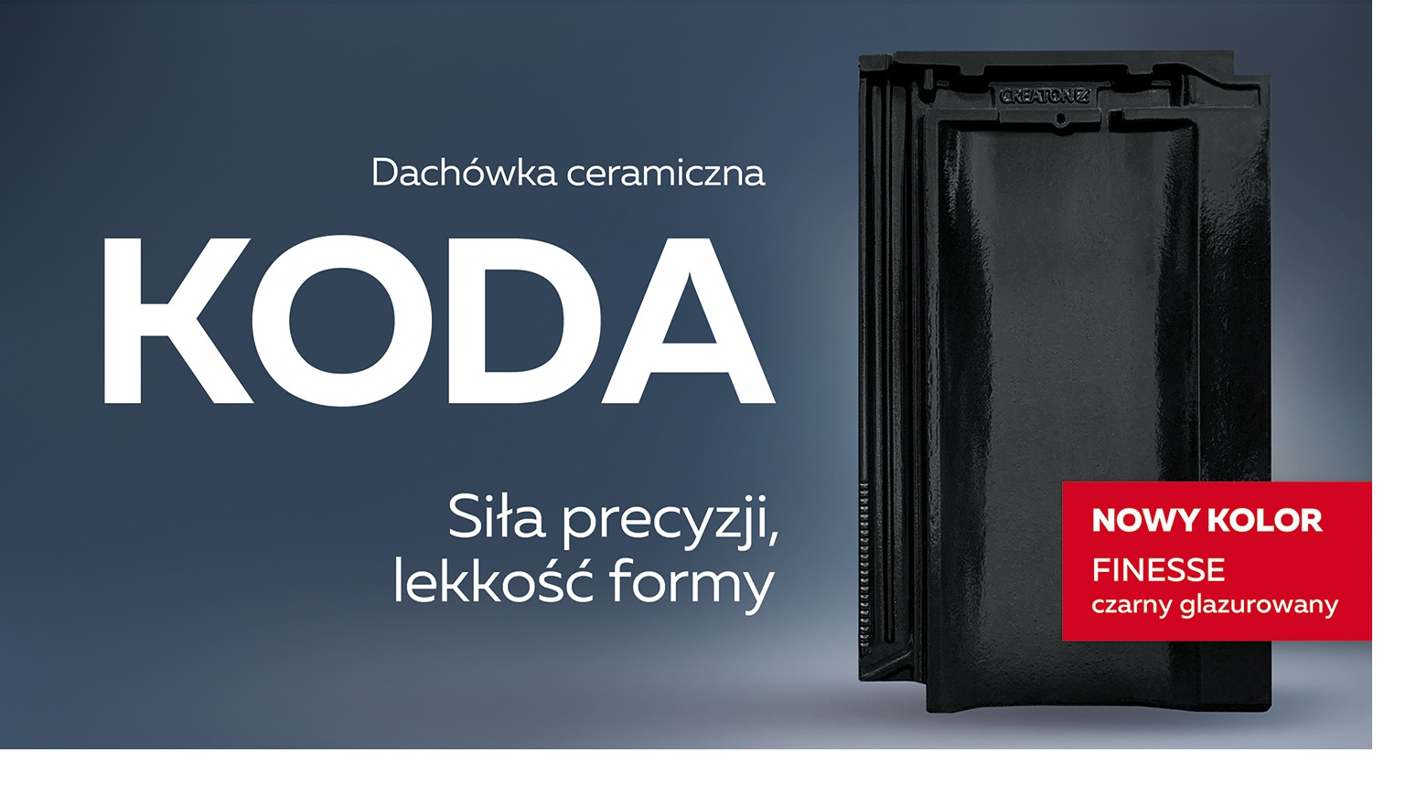 Firma CREATON Polska wprowadziła do oferty nowy wariant dachówki ceramicznej KODA – FINESSE czarna glazurowana. 
