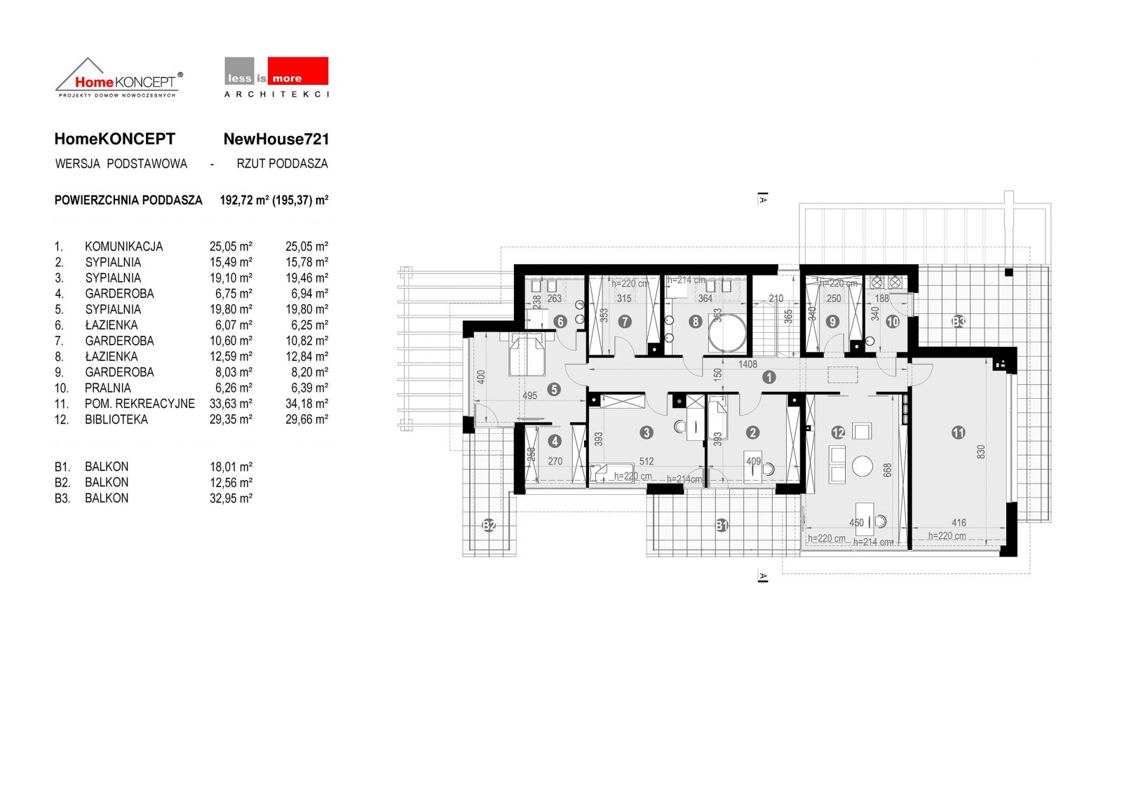 W HomeKONCEPT New House 721 do dyspozycji mamy master bedroom o łącznej powierzchni podłogi ponad 32 m2.